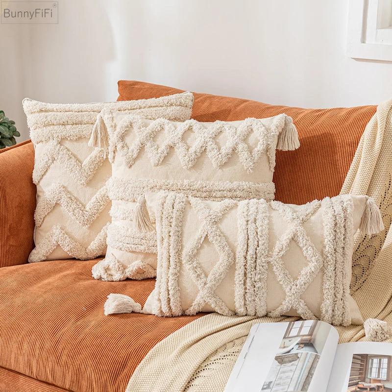 Boho Pillow Cover with Tassels