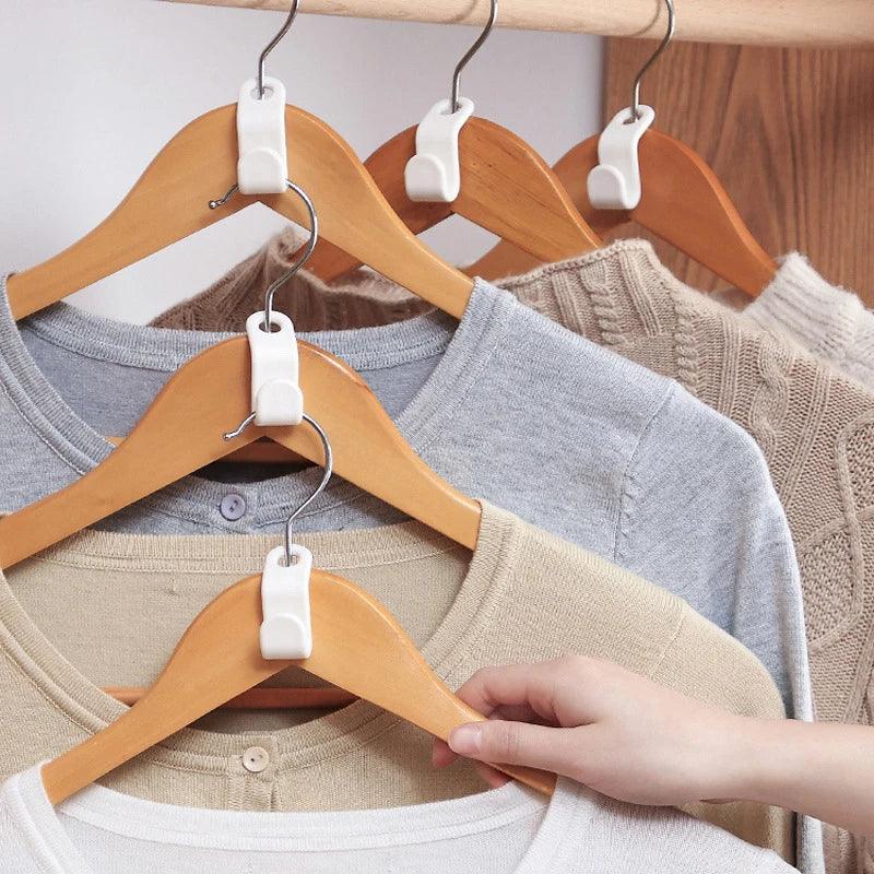 Space-Saving Clothes Hanger Connector Hooks