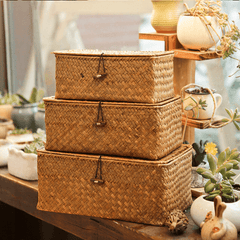 Handmade Straw Woven Organizer