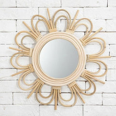Rattan Round Makeup Mirror