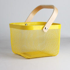 Basket with wooden Handle
