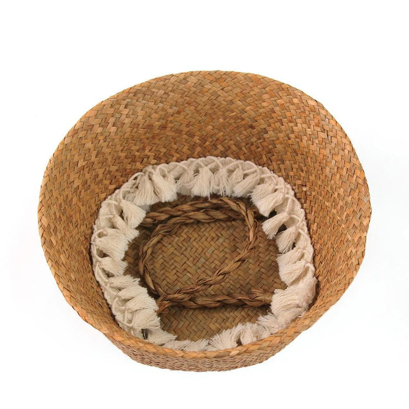 Fringed Macrame Woven Basket