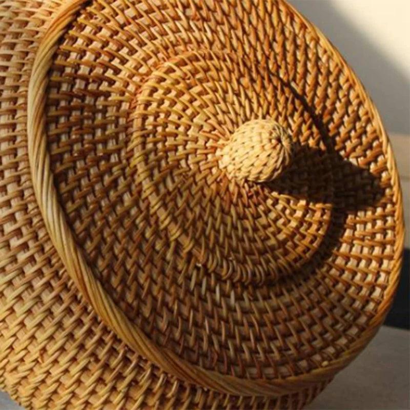 wicker round rattan basket