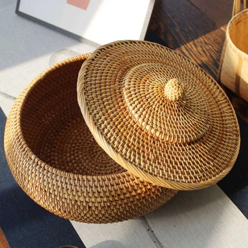 wicker round rattan basket