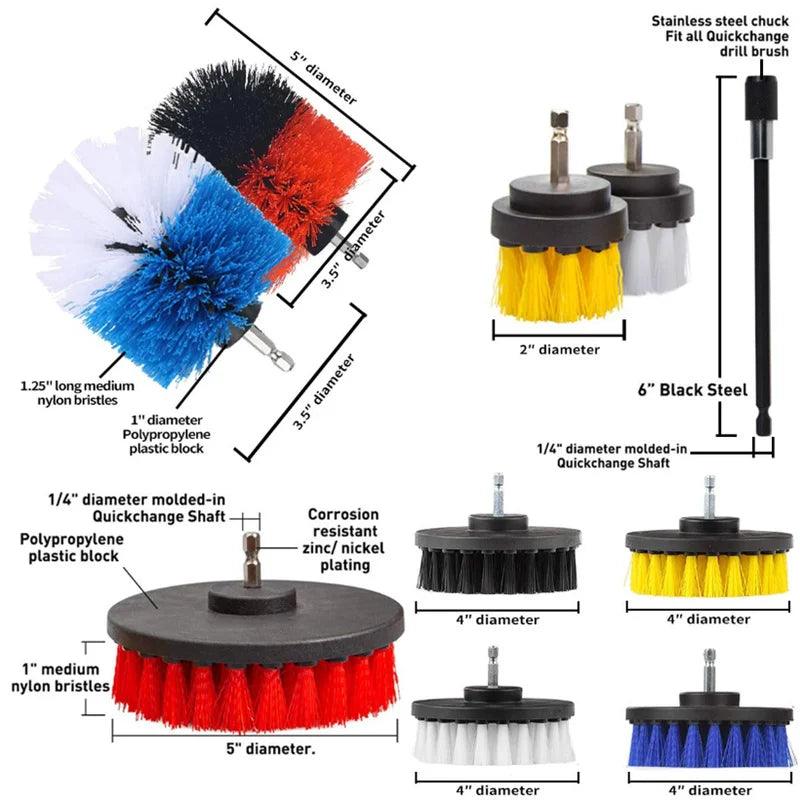 Drill Brush Attachment Set - Scrub Pads & Sponges