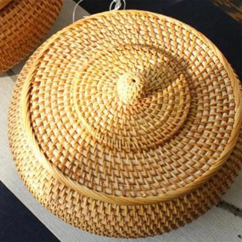 wicker round rattan basket