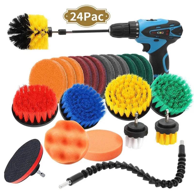 Drill Brush Attachment Set - Scrub Pads & Sponges