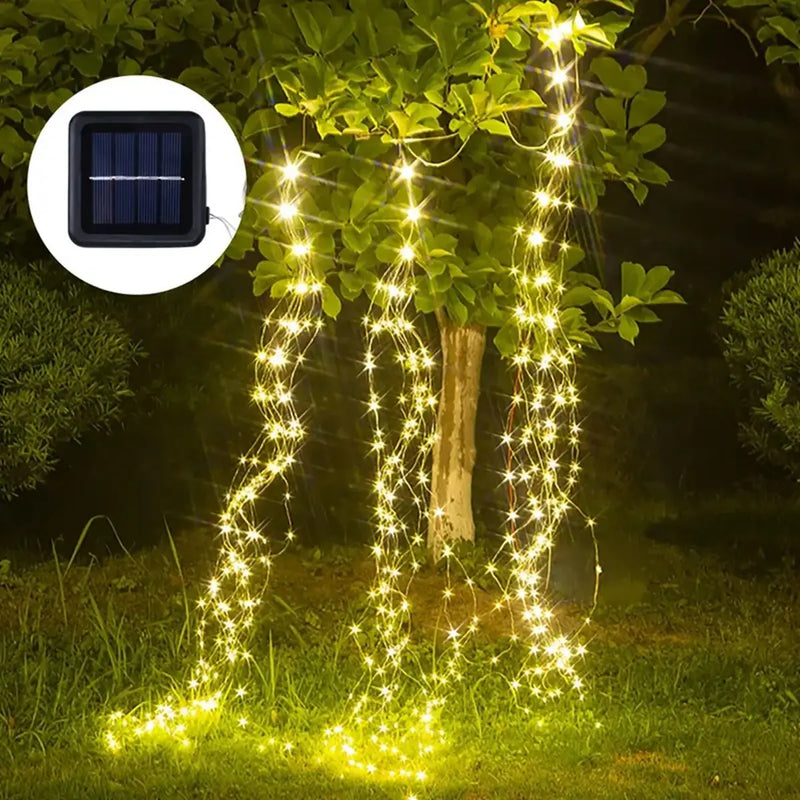 1pc 200/300 LED Waterproof Vine String Fairy Lights Outdoor Waterfall Festival Curtain Light With 8 Modes For Room Outdoor Decor