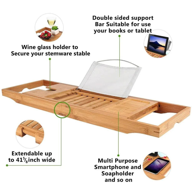 Bamboo Luxury Extendable Bath Tray