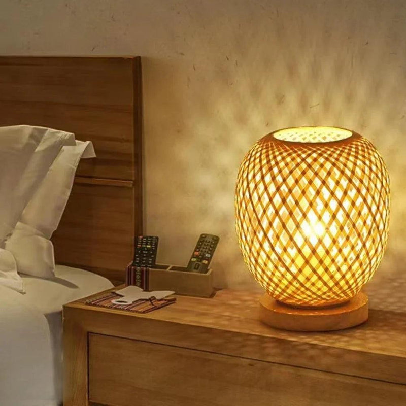 bamboo woven table lamp