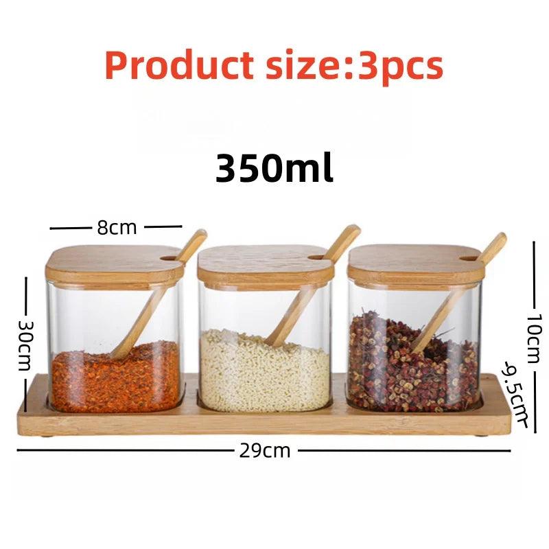 3 seasoning glass jars