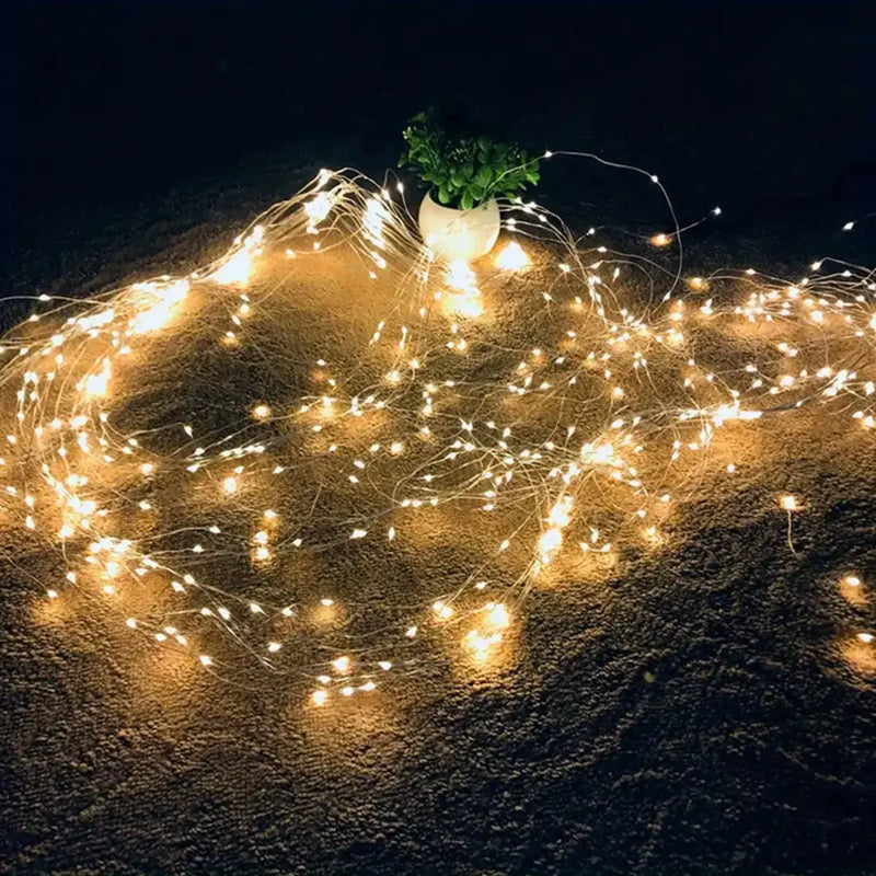 1pc 200/300 LED Waterproof Vine String Fairy Lights Outdoor Waterfall Festival Curtain Light With 8 Modes For Room Outdoor Decor