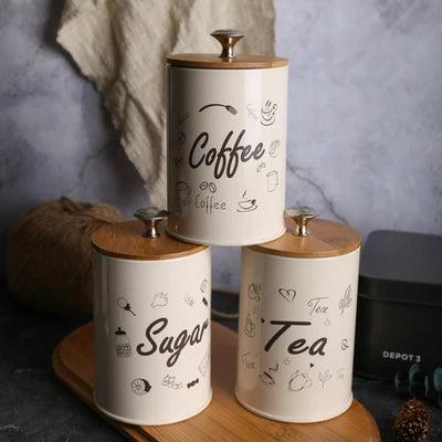 tea coffee sugar retro mason jars