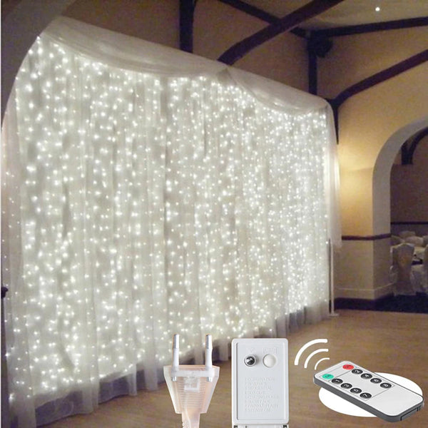 LED Curtain Remote String Lights Christmas Fairy Lights Garland For New Year Home Patio Party Wedding Home Outdoor Decoration