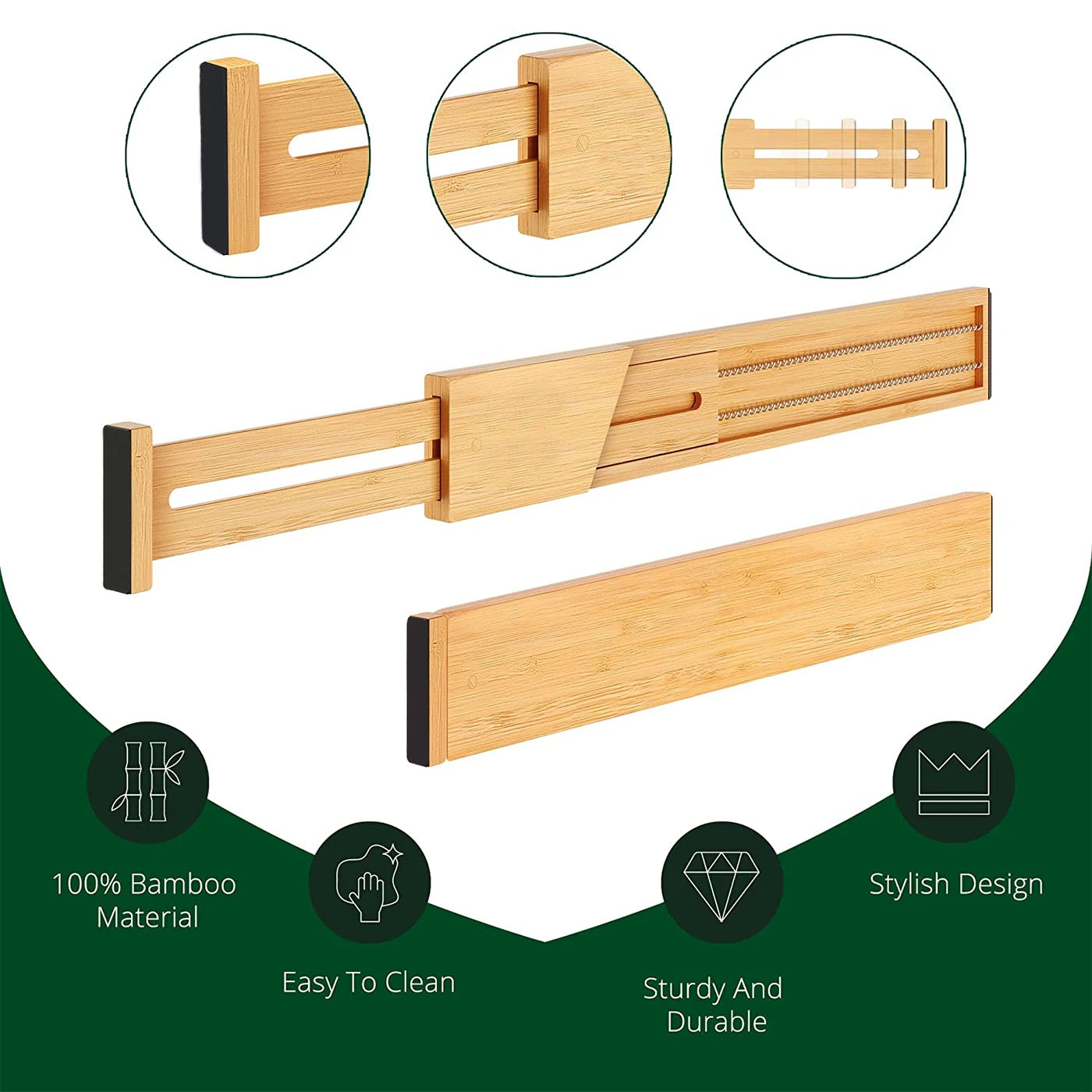 Bamboo Drawer Dividers with crossbars
