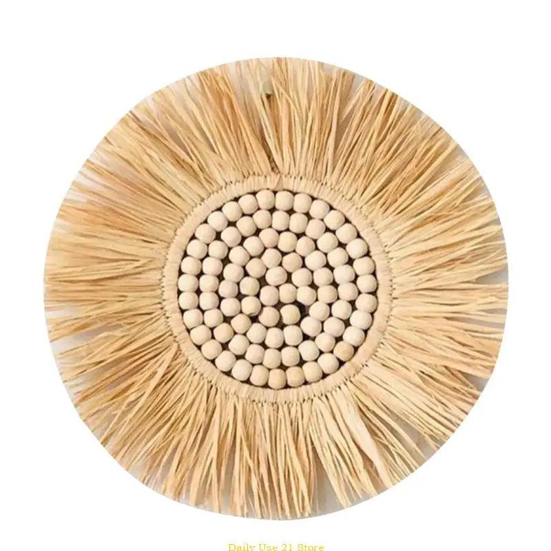 moroccan straw wall hanging mirror