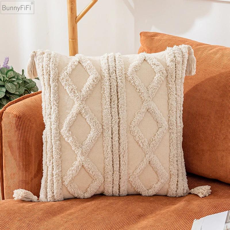 Boho Pillow Cover with Tassels 