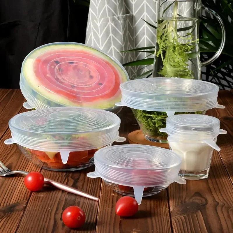 6 pcs Set Reusable Silicone stretch Lids