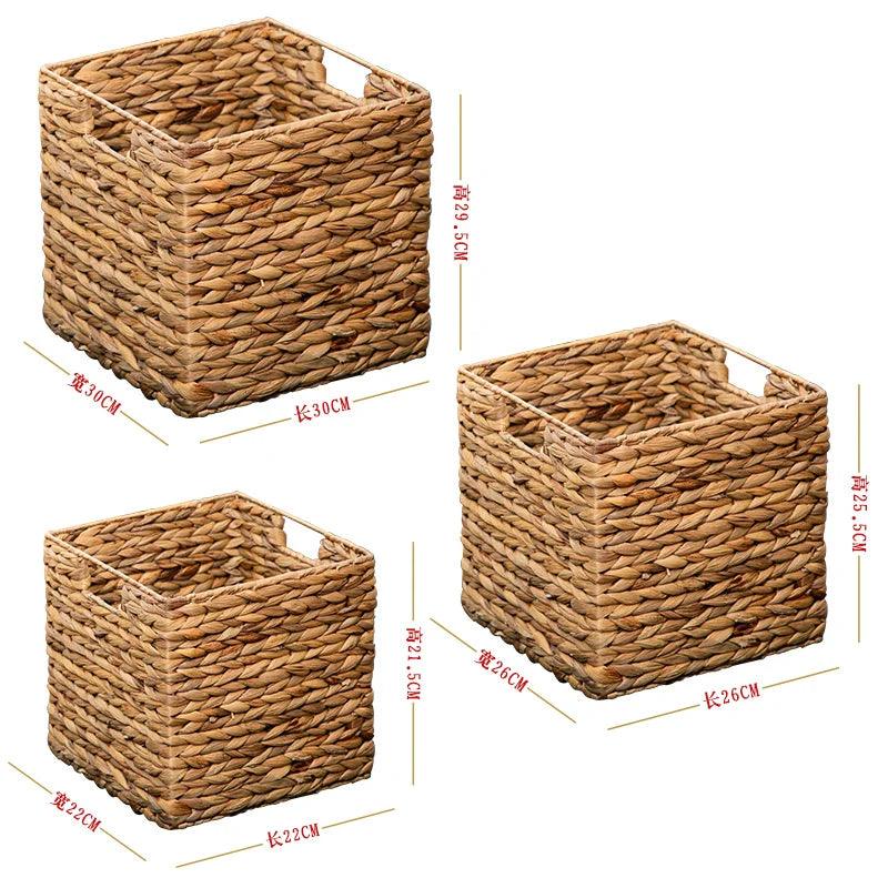 Hand-woven Straw Square Basket