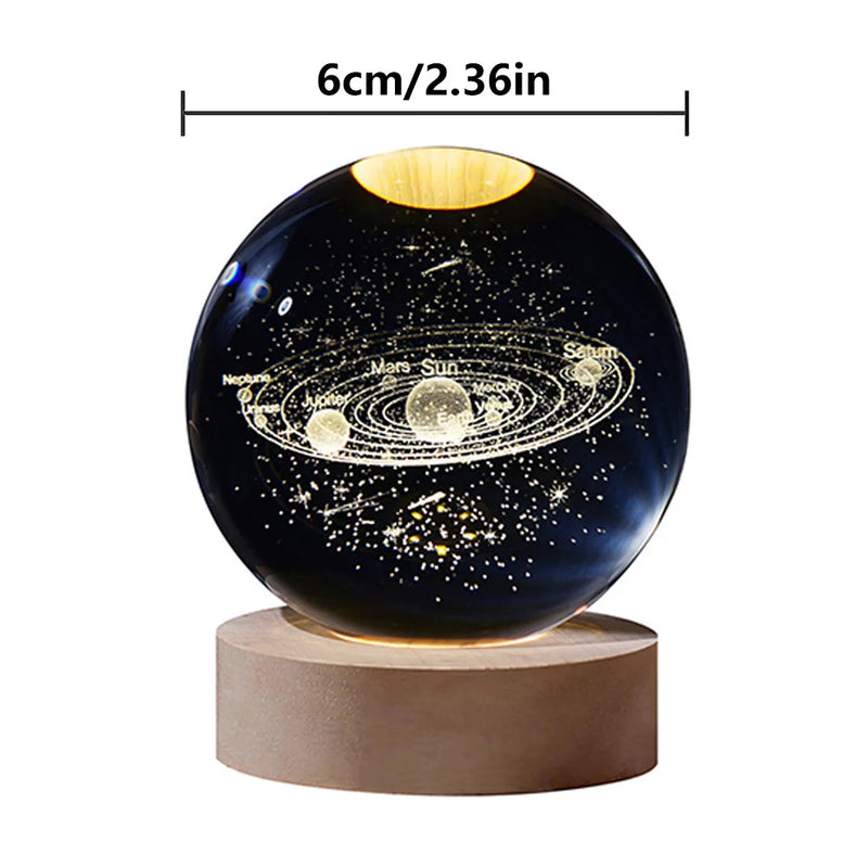 Galaxy Crystal Ball 3D Planet Moon Lamp