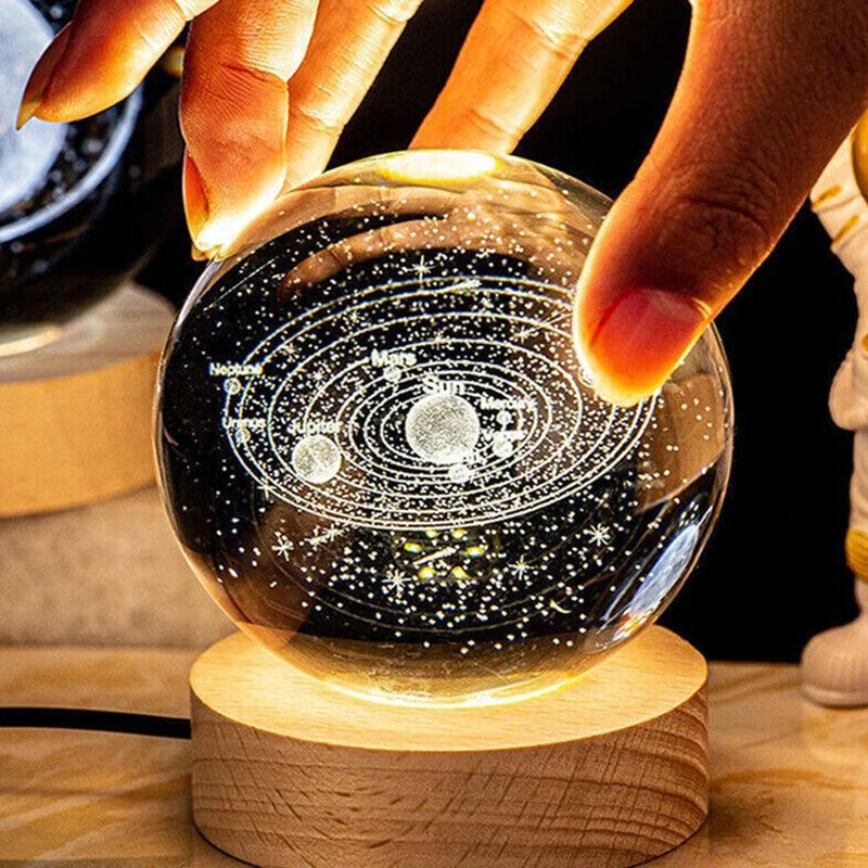 Galaxy Crystal Ball 3D Planet Moon Lamp