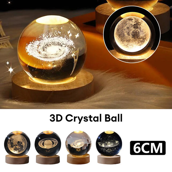 Galaxy Crystal Ball 3D Planet Moon Lamp