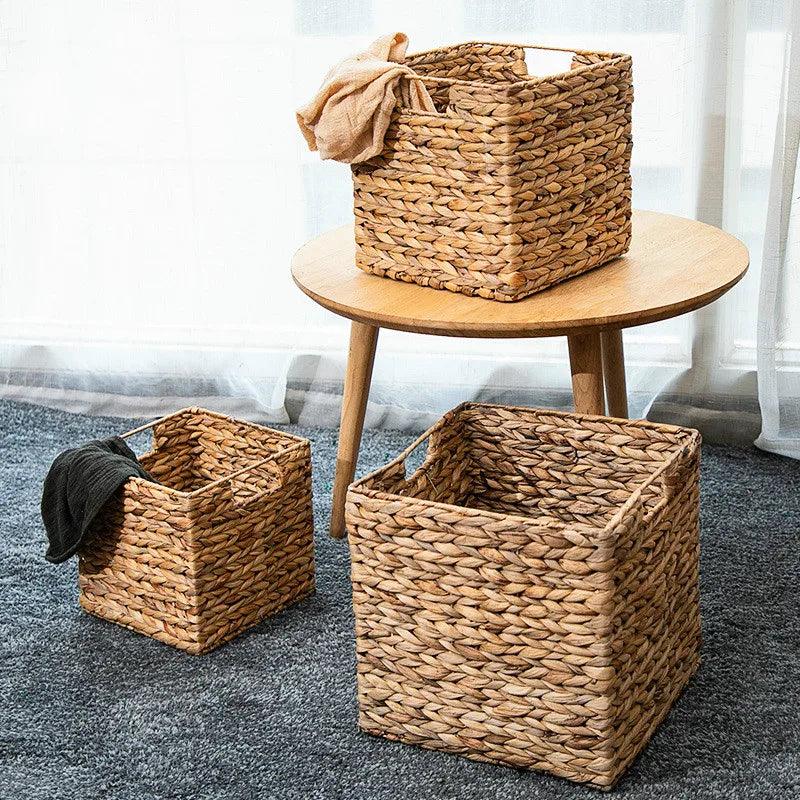 Hand-woven Straw Square Basket