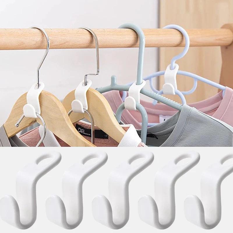 Space-Saving Clothes Hanger Connector Hooks