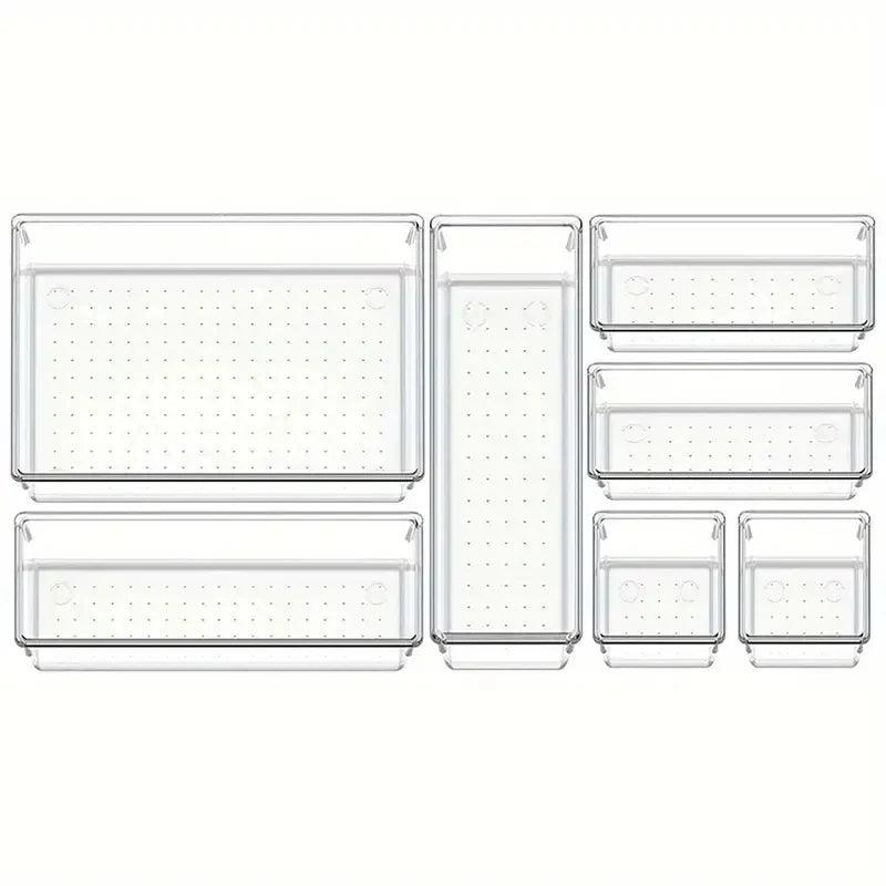 10-Piece Versatile Drawer Organizer Set - Clear Plastic Trays