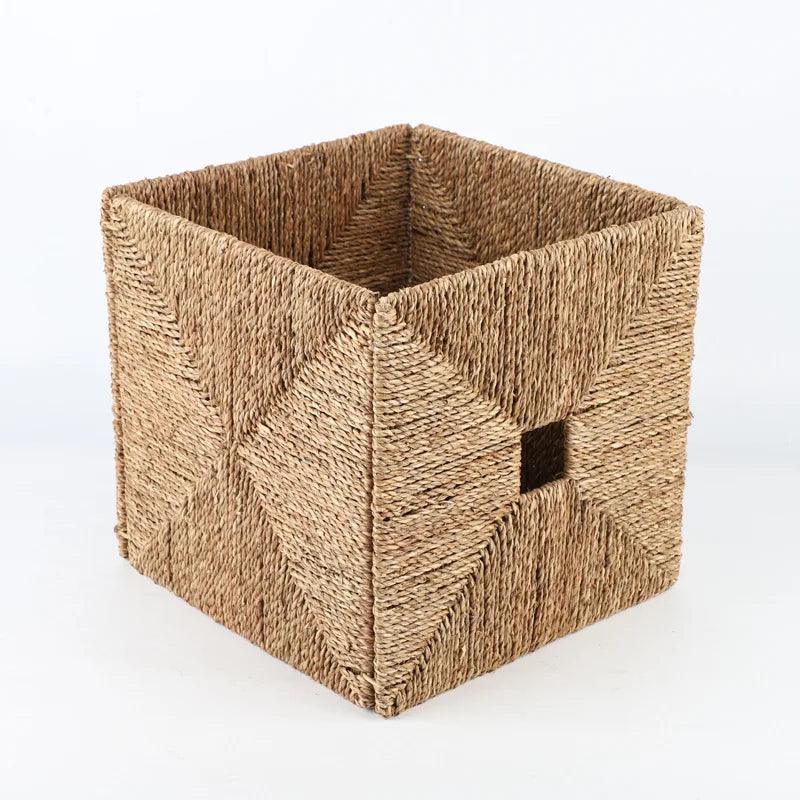 Window design straw woven storage basket