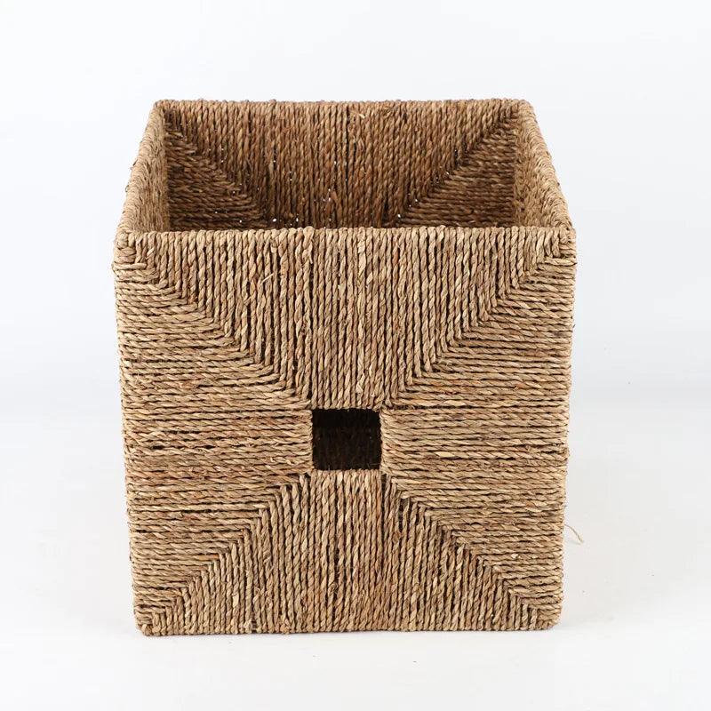 Window design straw woven storage basket