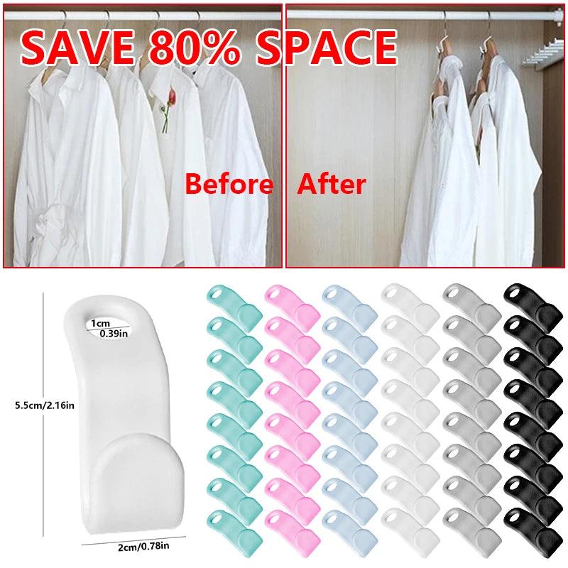 Space-Saving Clothes Hanger Connector Hooks