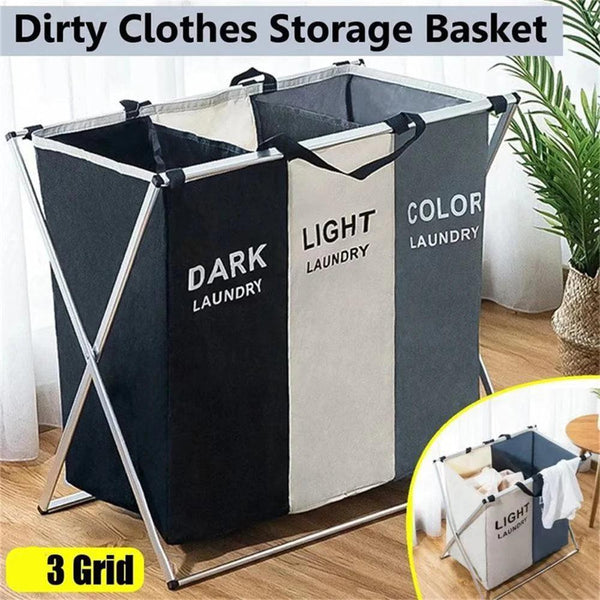 3 grids folding laundry basket