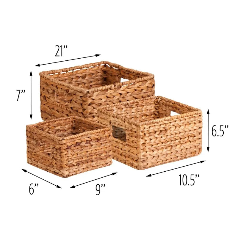 3 wicker storage baskets