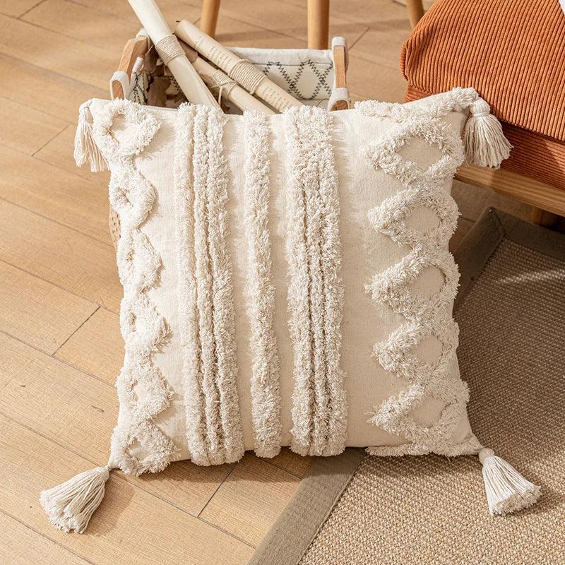 Boho Pillow Cover with Tassels 