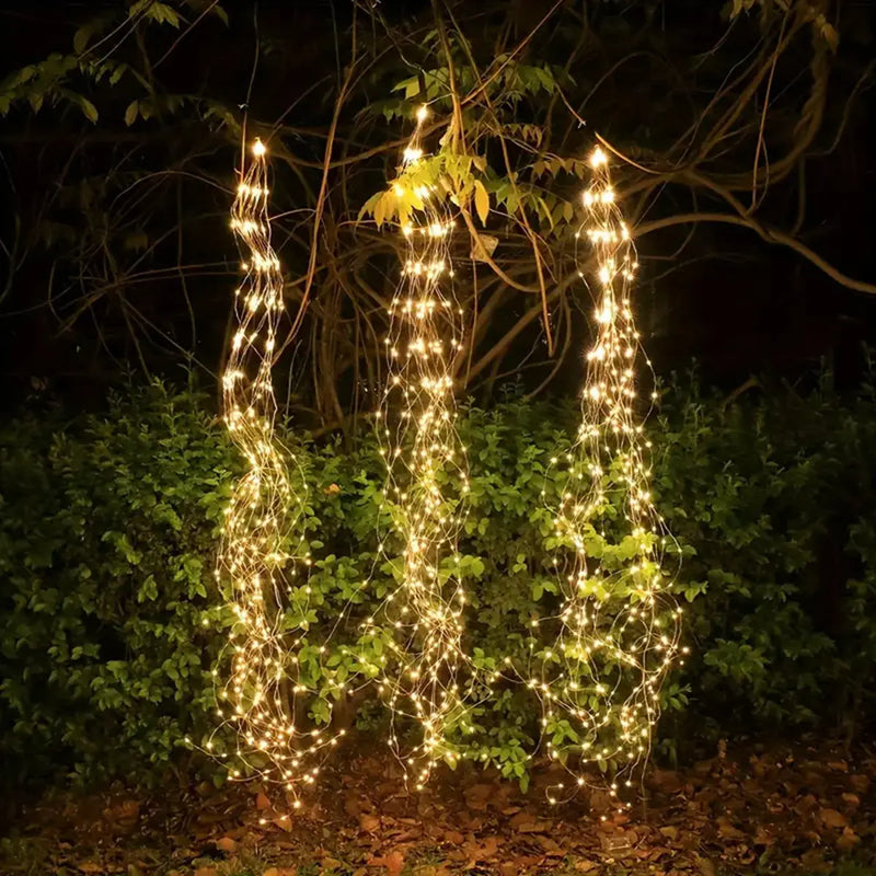 1pc 200/300 LED Waterproof Vine String Fairy Lights Outdoor Waterfall Festival Curtain Light With 8 Modes For Room Outdoor Decor