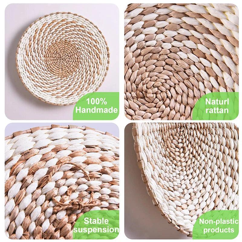 Boho Seagrass Woven Plates Set