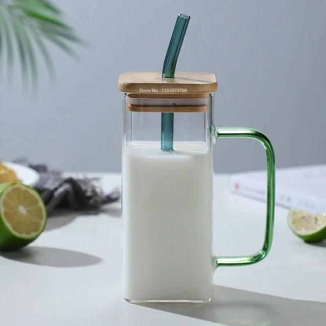 Square Mug With Lids & Straw