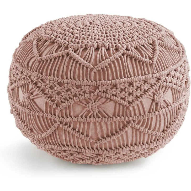 Hand Knitted Macrame Round Pouf