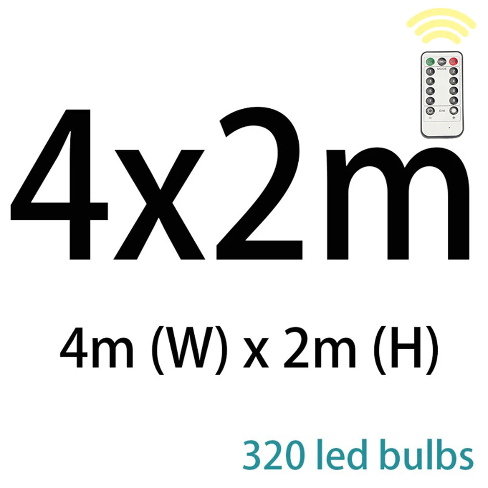 LED Curtain Remote String Lights Christmas Fairy Lights Garland For New Year Home Patio Party Wedding Home Outdoor Decoration