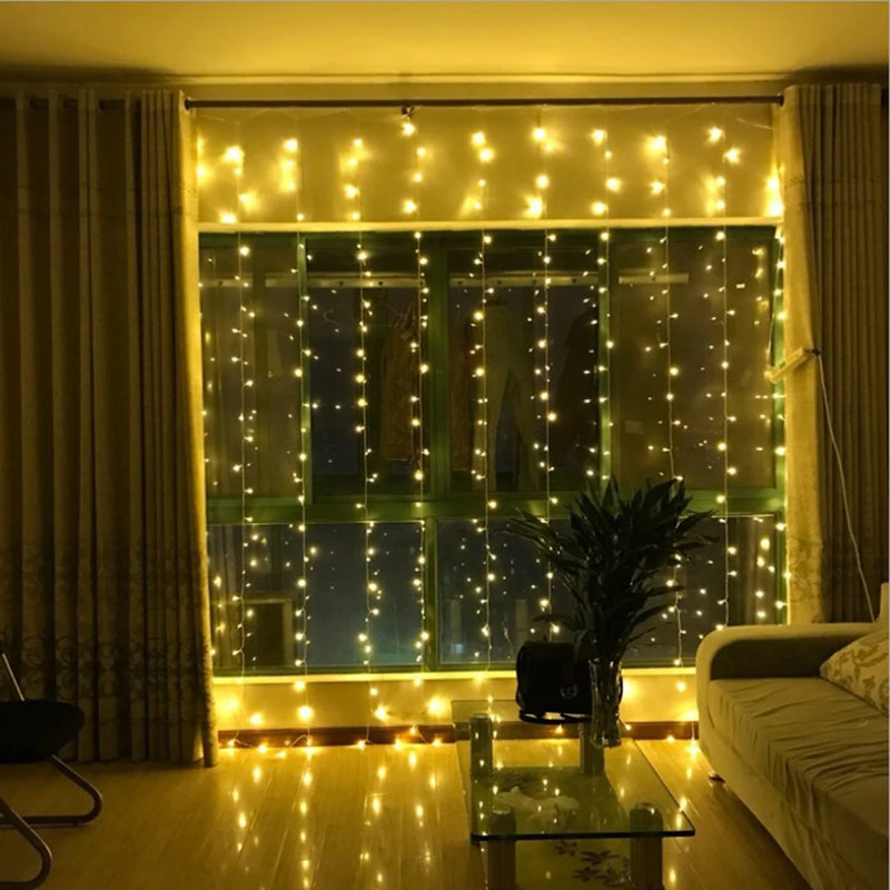 LED Curtain Remote String Lights Christmas Fairy Lights Garland For New Year Home Patio Party Wedding Home Outdoor Decoration