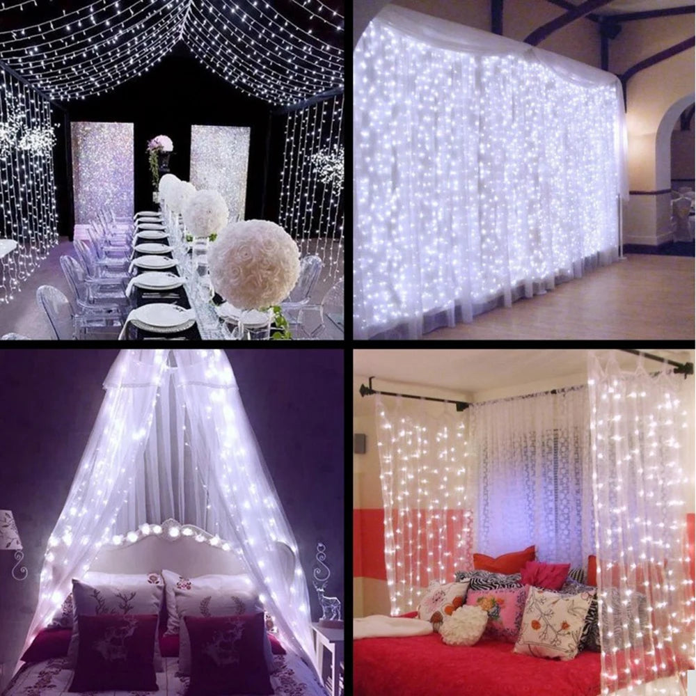 LED Curtain Remote String Lights Christmas Fairy Lights Garland For New Year Home Patio Party Wedding Home Outdoor Decoration