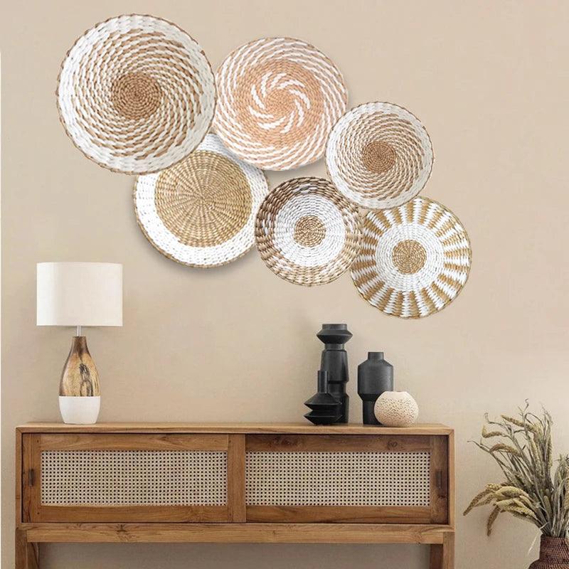 Boho Seagrass Woven Plates Set