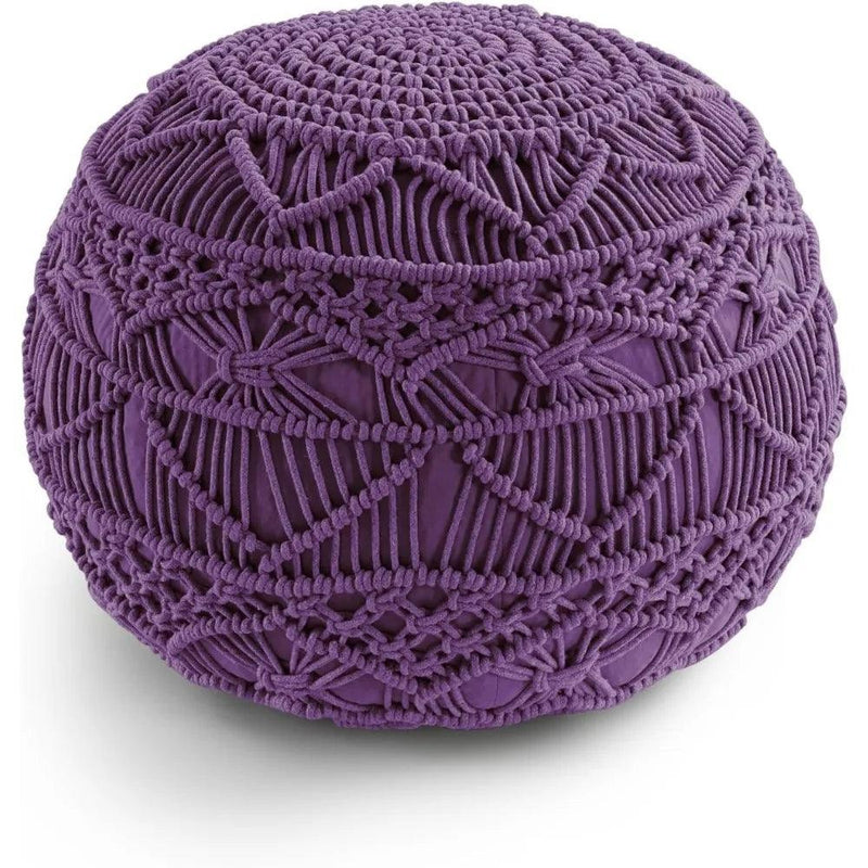 Hand Knitted Macrame Round Pouf