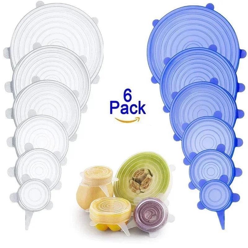 6 pcs Set Reusable Silicone stretch Lids