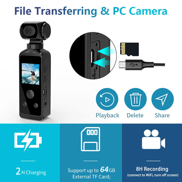 Handheld Gimbal Camera 1080P/2K/ 4K Resolution