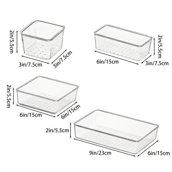 10-Piece Versatile Drawer Organizer Set - Clear Plastic Trays