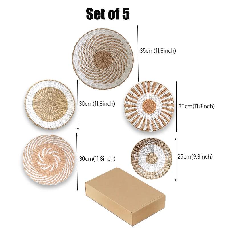 Boho Seagrass Woven Plates Set