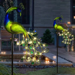 Solar Powered Peacock Fairy Garden Decor Lamp