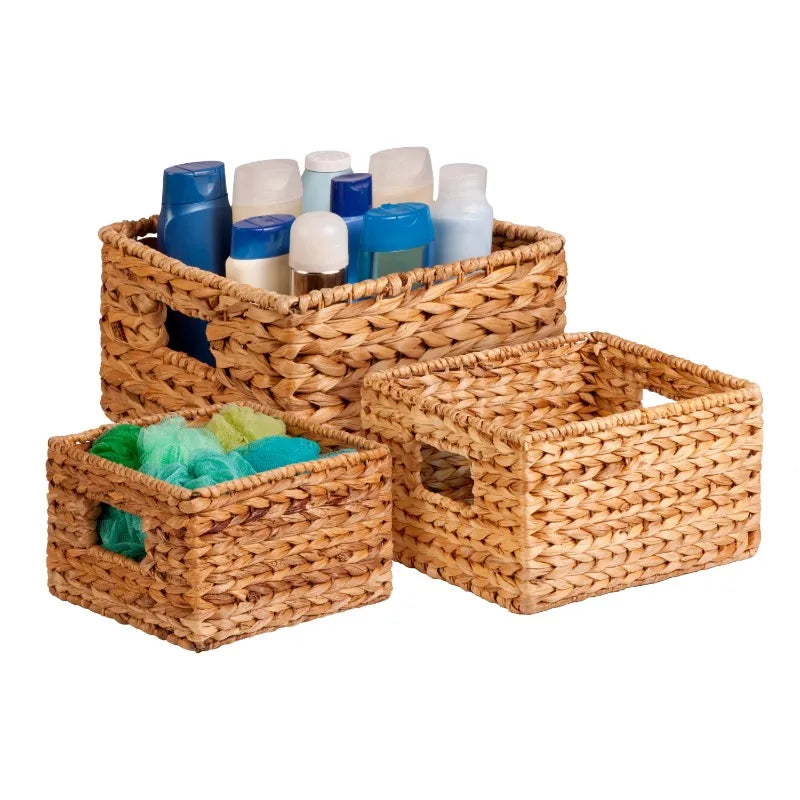 3 wicker storage baskets